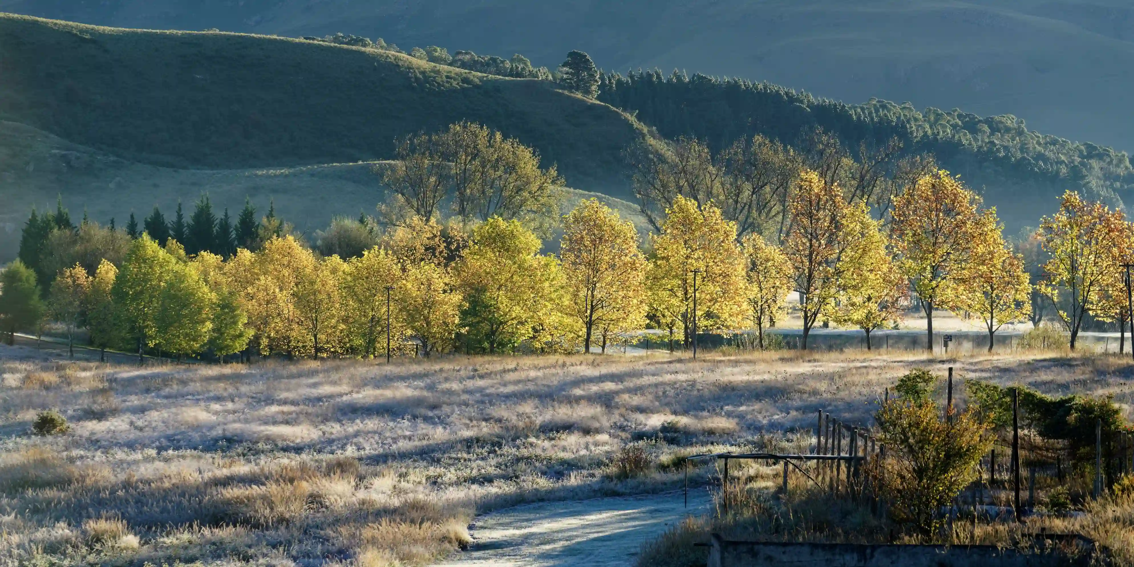 Snowy mountain, dimly lit.